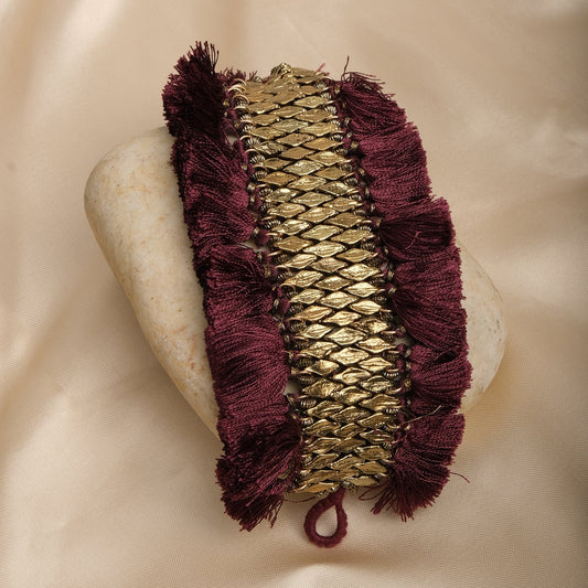 Maroon Tassel Broad Bracelet