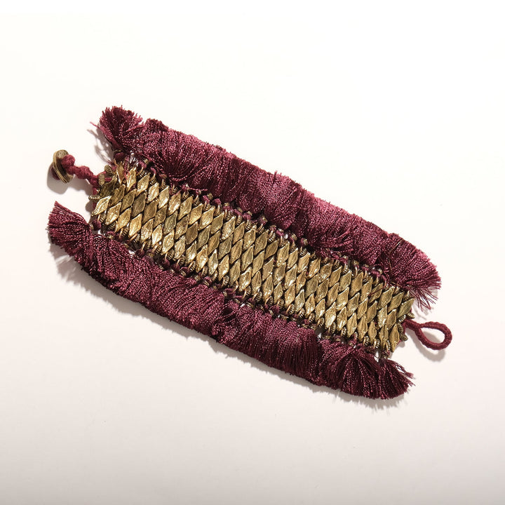 Maroon Tassel Broad Bracelet