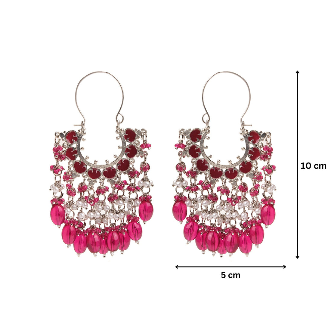 Meenakari Chaand Beaded Chandbali Earrings