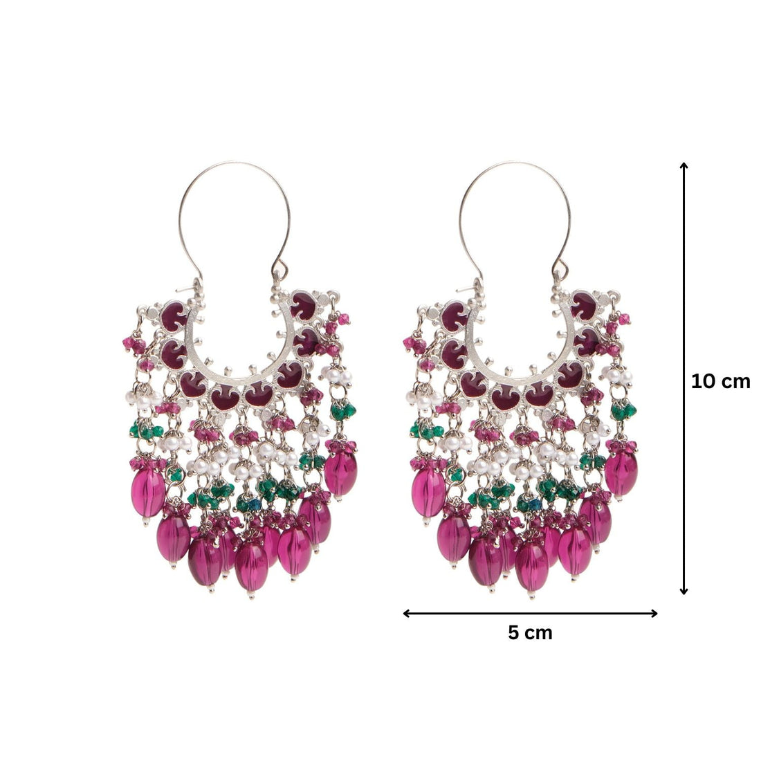 Meenakari Chaand Beaded Chandbali Earrings