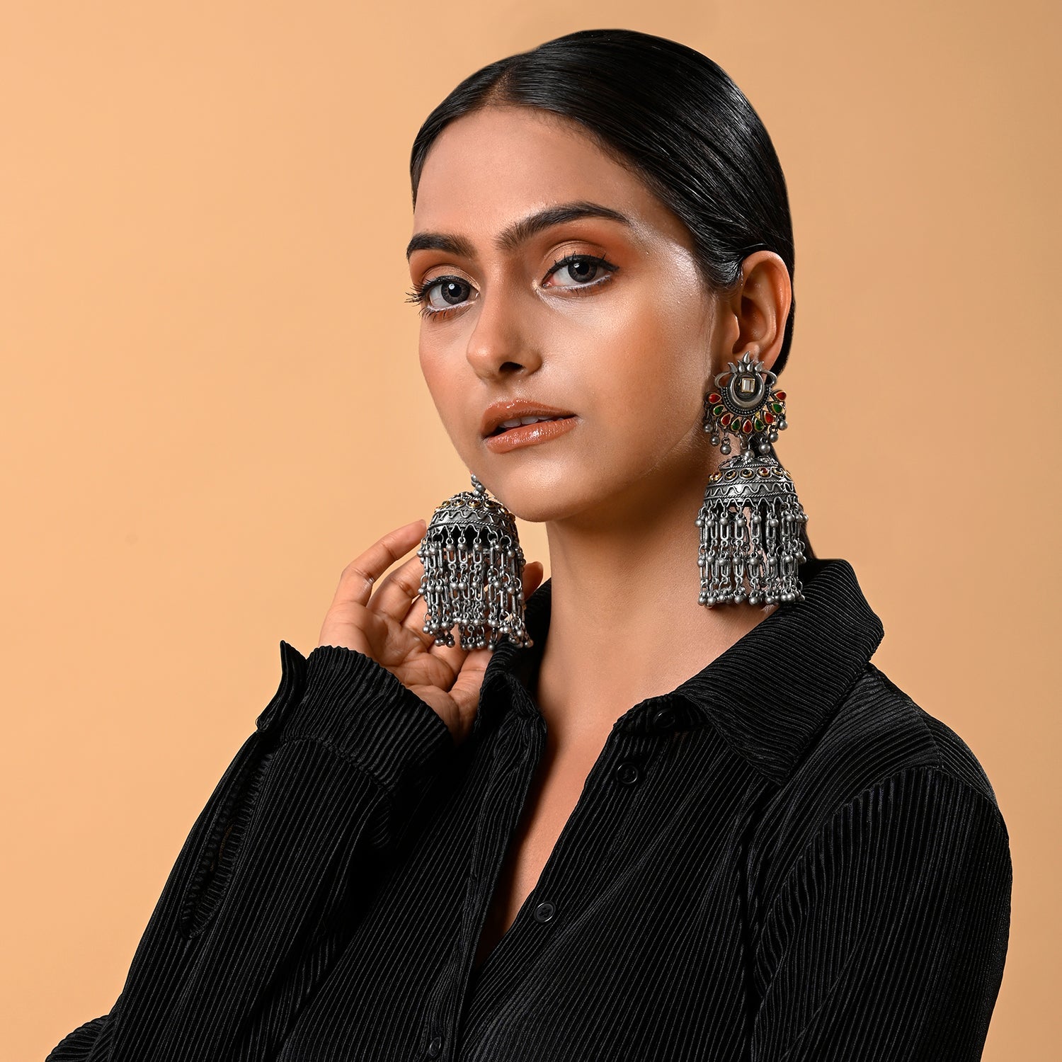 Meera Multi Coloured Light Weight Oxidized  Jhumka Earrings