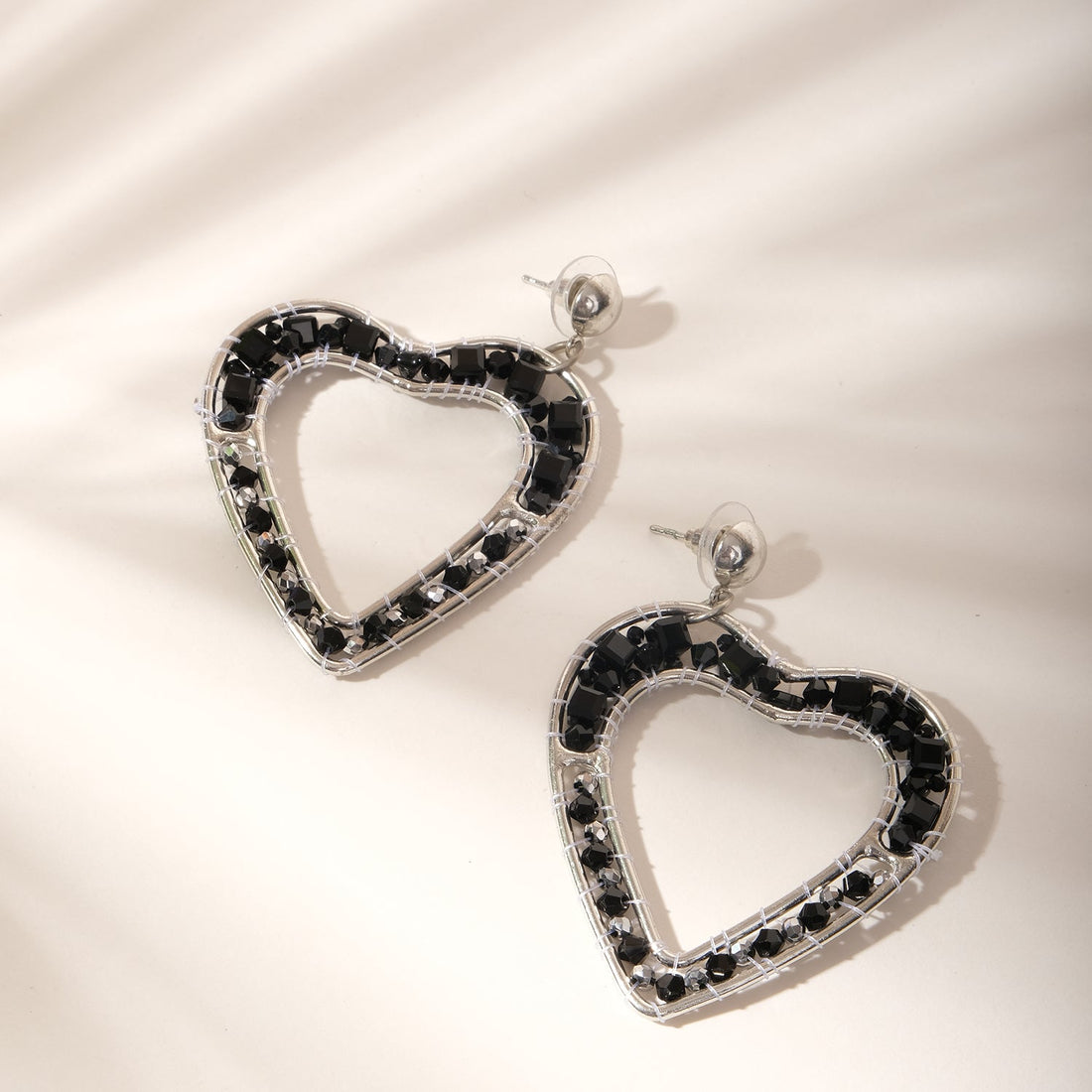 Midnight Heart Hoop Earrings