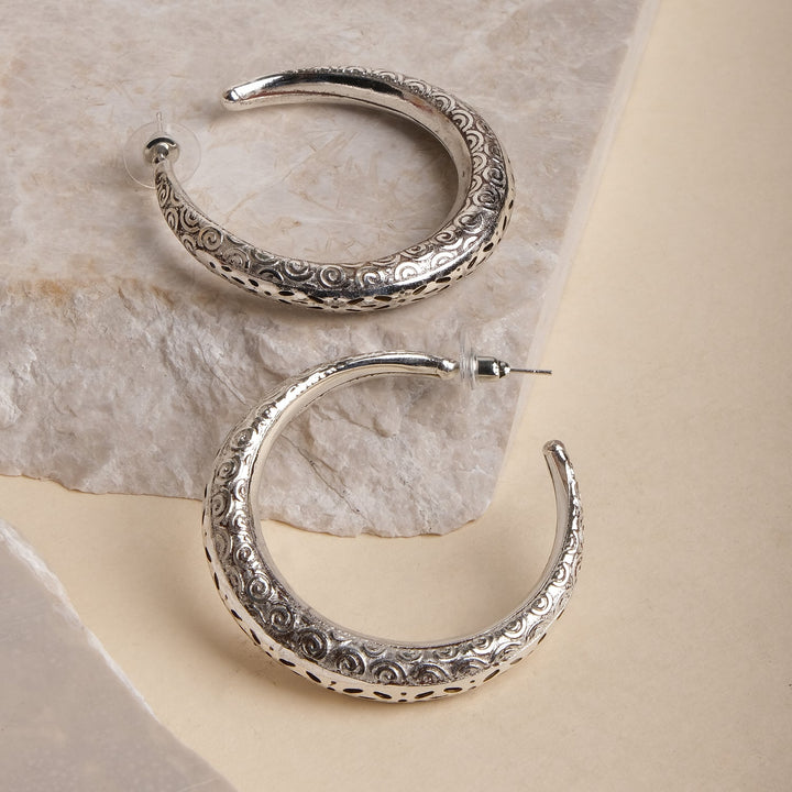 Moonlit Silver Hoop Earrings