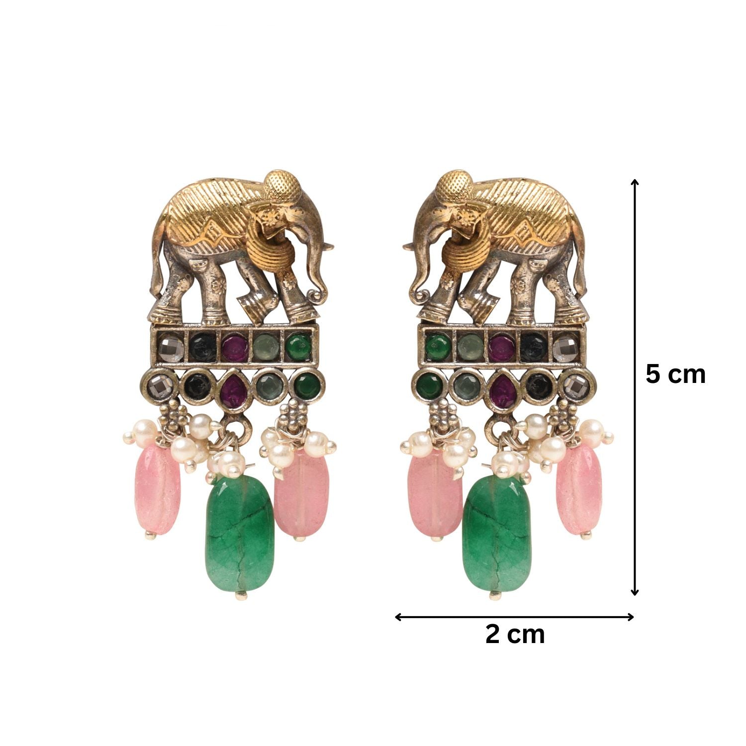 Multi-Colored Elephant Drop Earrings