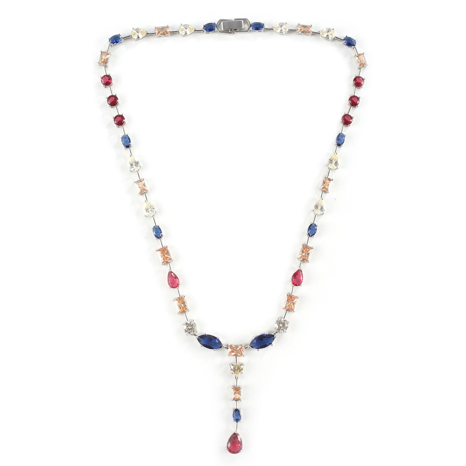 Multi Coloured Contemporary Designer Necklace Set with Earrings