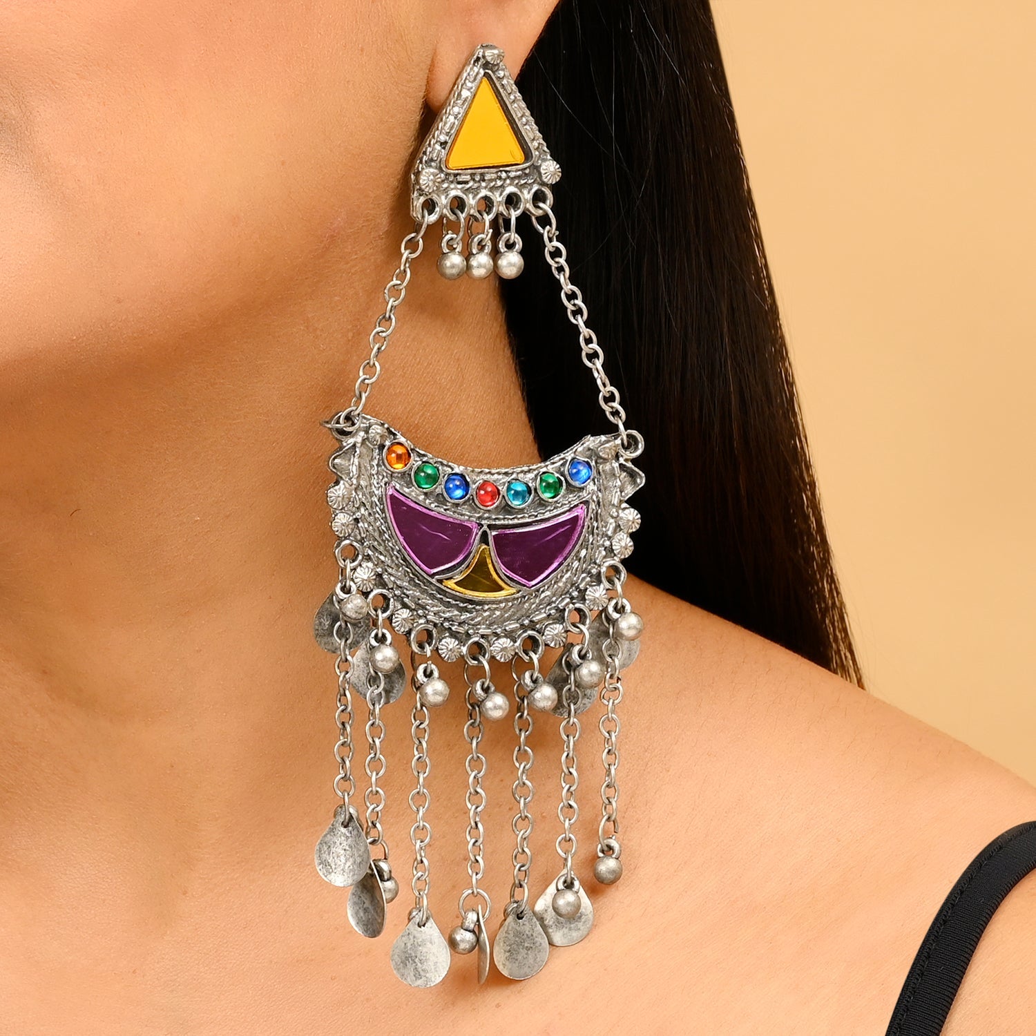 Multi Coloured Light Weight Jhumka Earrings