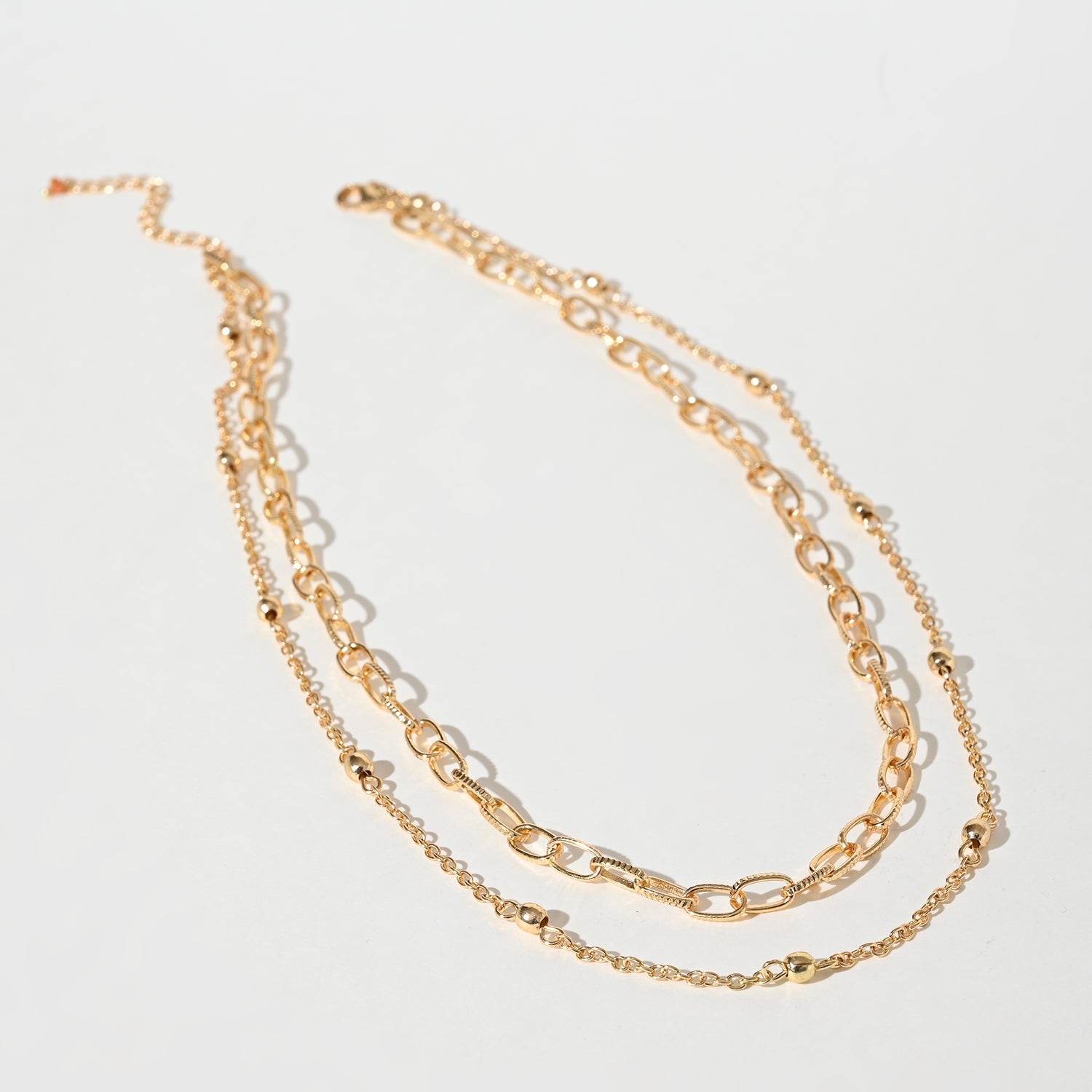 Multi Layered Cable Chain with Ball Chain Necklace