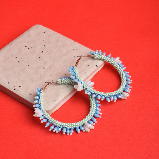 Ocean Breeze Beads Hoop Earrings