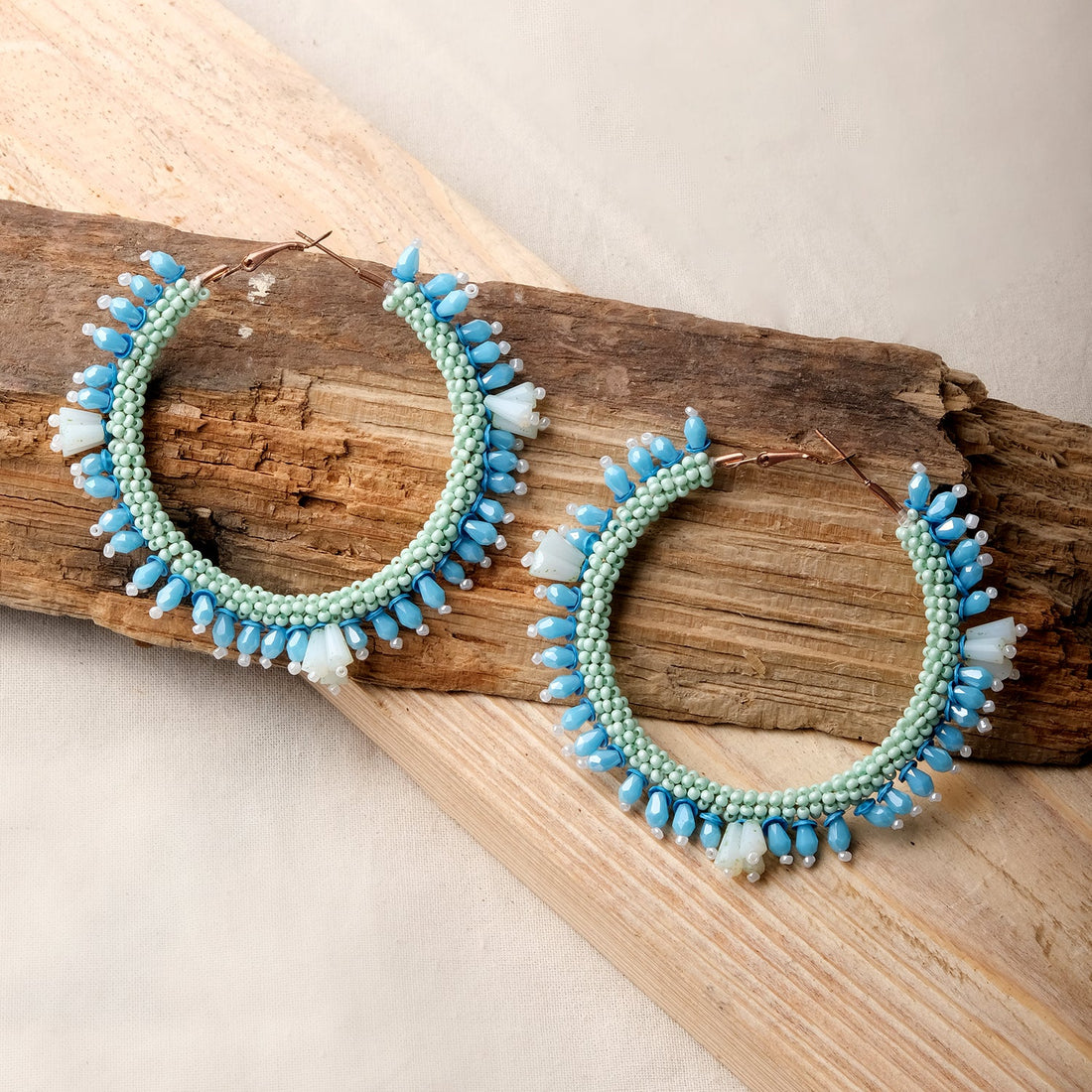 Ocean Breeze Beads Hoop Earrings