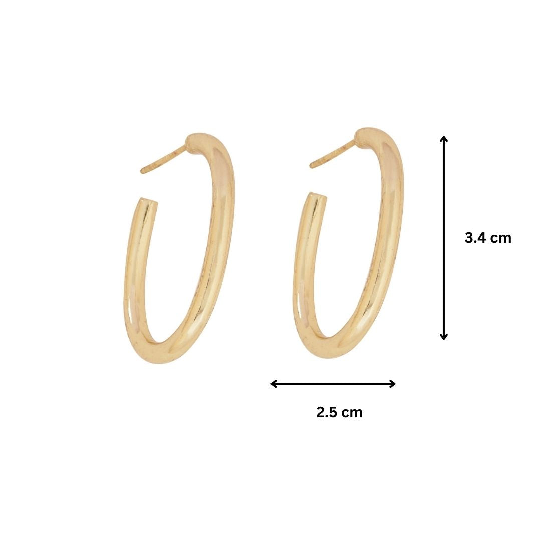 Oval Drop Hoop Earrings