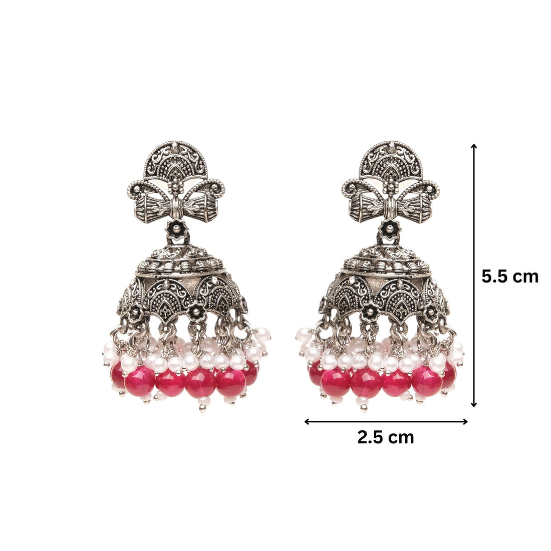 Oxidised Lightweight Fulkari Jhumka Earrings