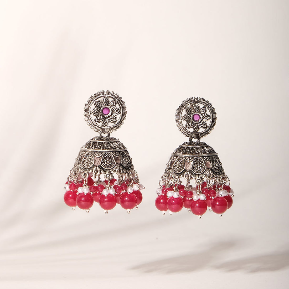 Oxidised Lightweight Fulpatti Jhumka Earrings