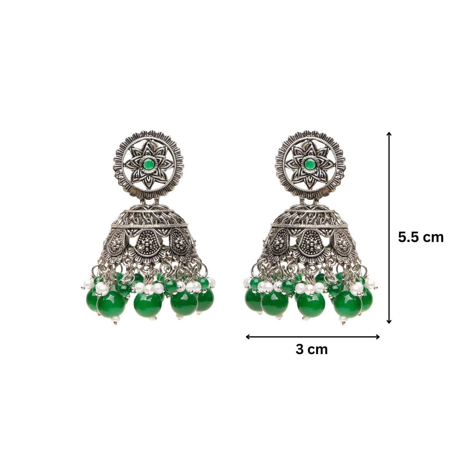 Oxidised Lightweight Fulpatti Jhumka Earrings