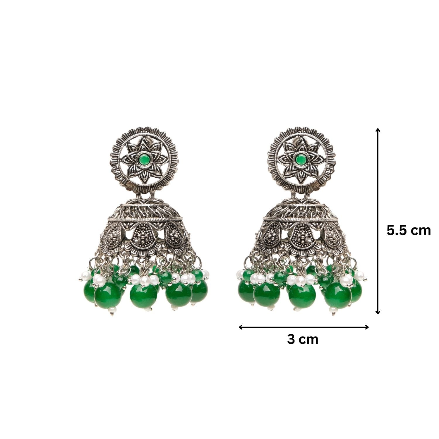 Oxidised Lightweight Fulpatti Jhumka Earrings