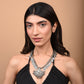 Oxidized Coins Cascade Black Thread Necklace