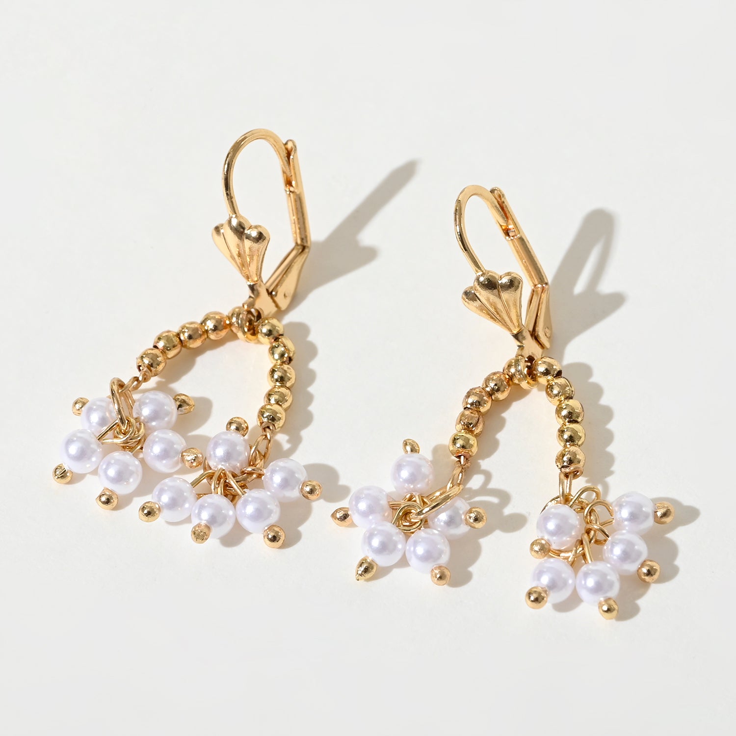 Pearl Drop Metal Earrings