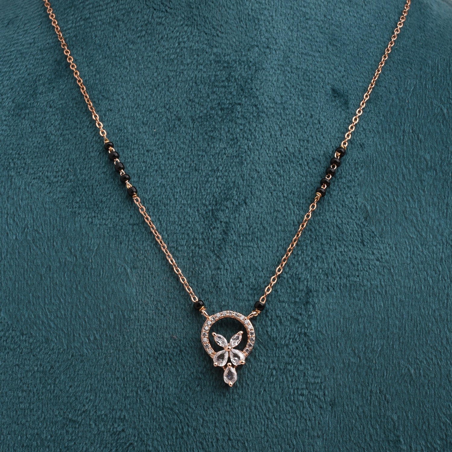 Petals Of Love American Diamond Mangalsutra with Earrings