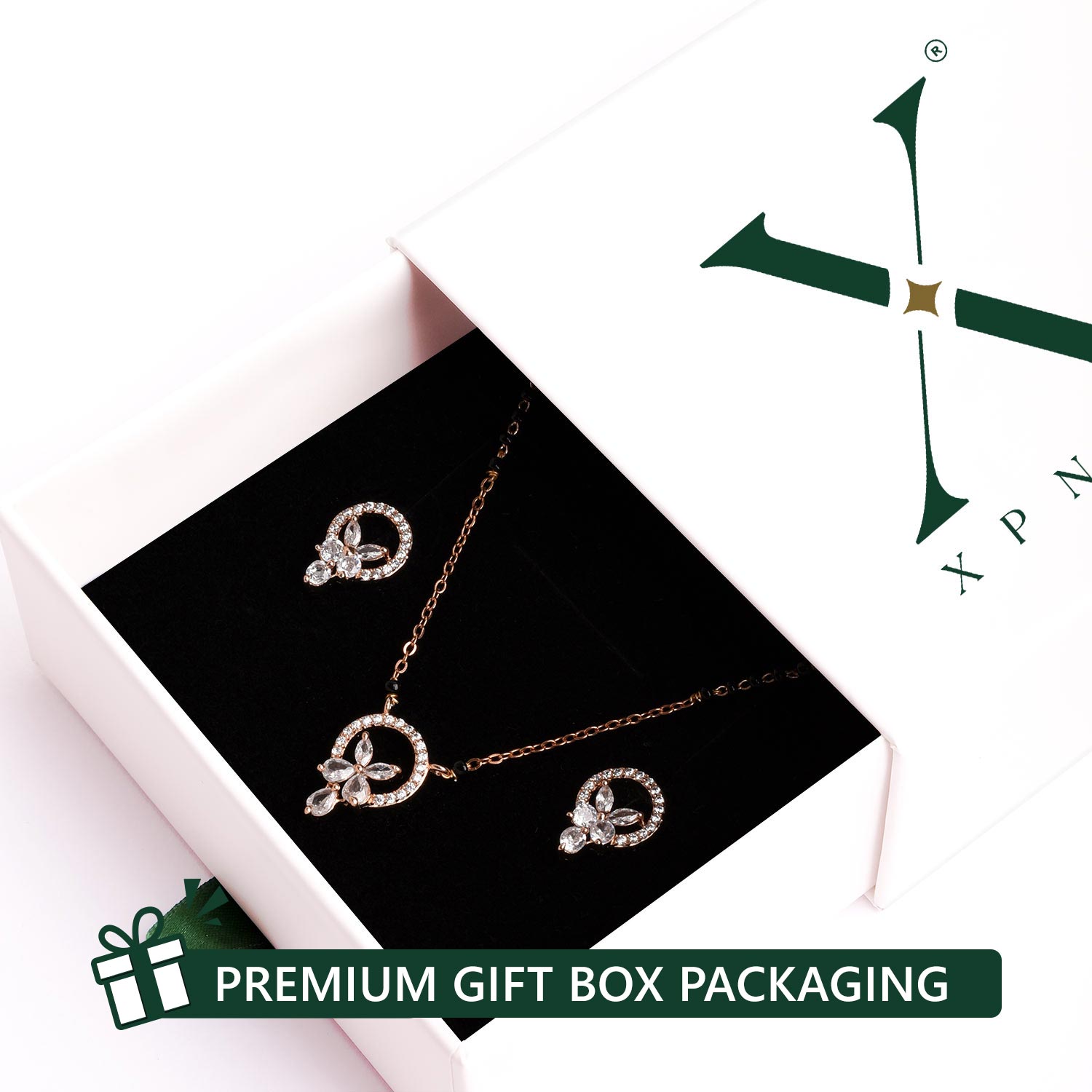 Petals Of Love American Diamond Mangalsutra with Earrings