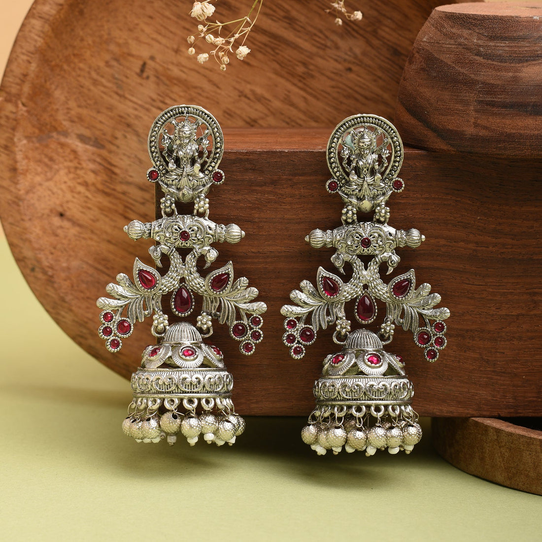 Pink Goddess Sija Floral Jhumka Earrings