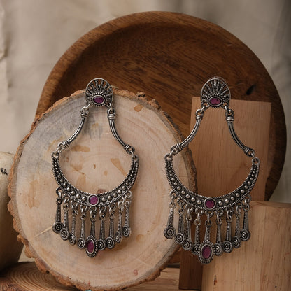 Pranali Silver Oxidised Earrings