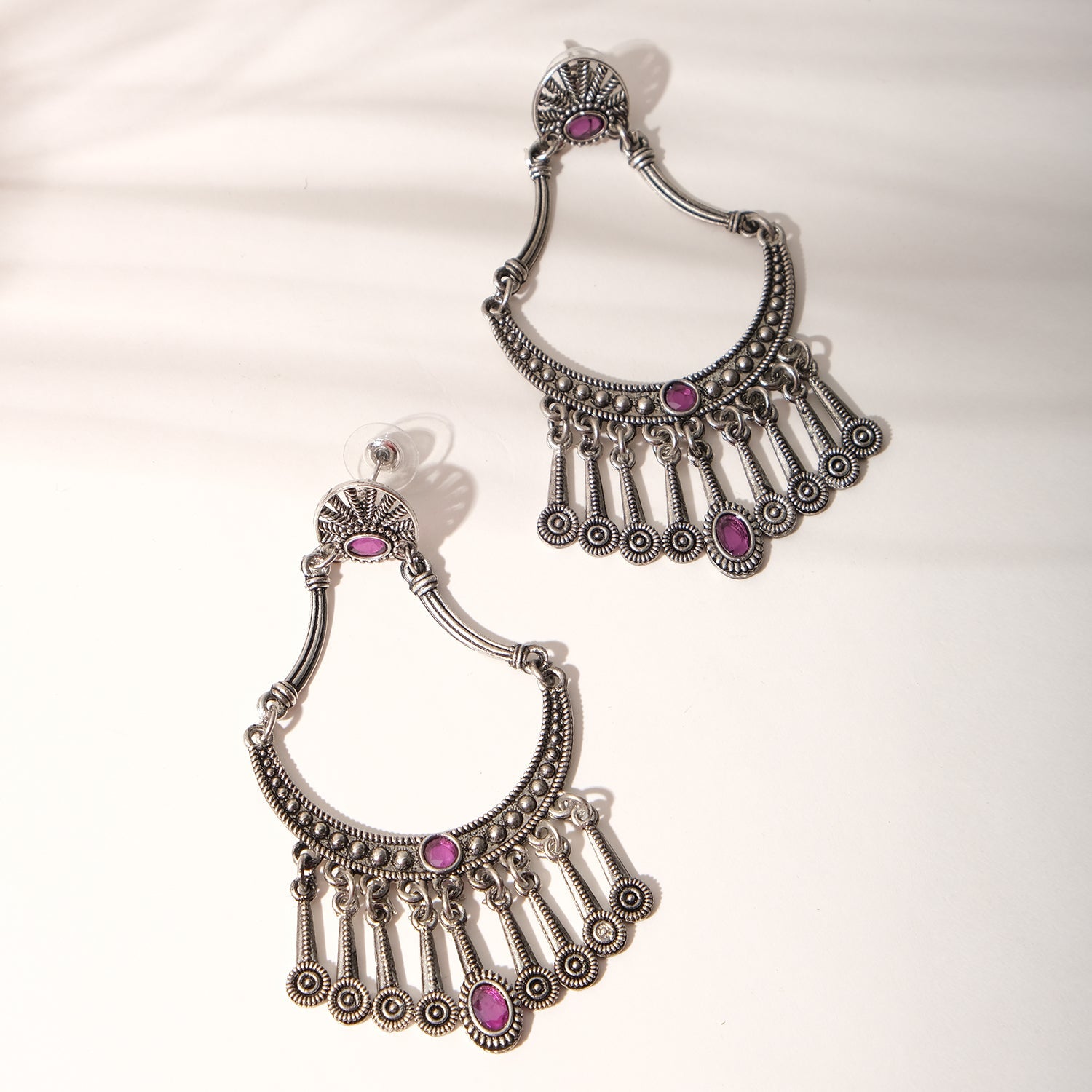 Pranali Silver Oxidised Earrings