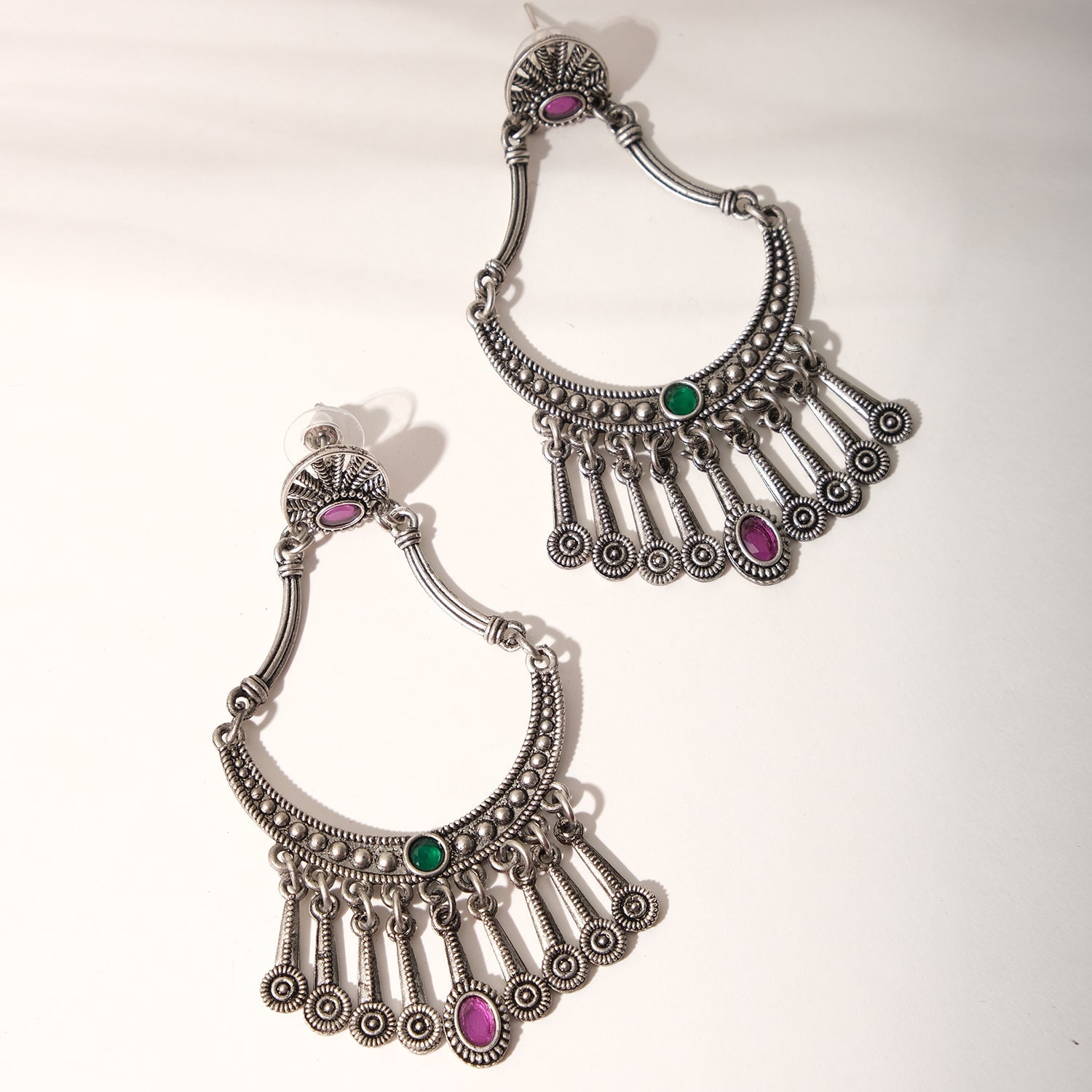 Pranali Silver Oxidised Earrings