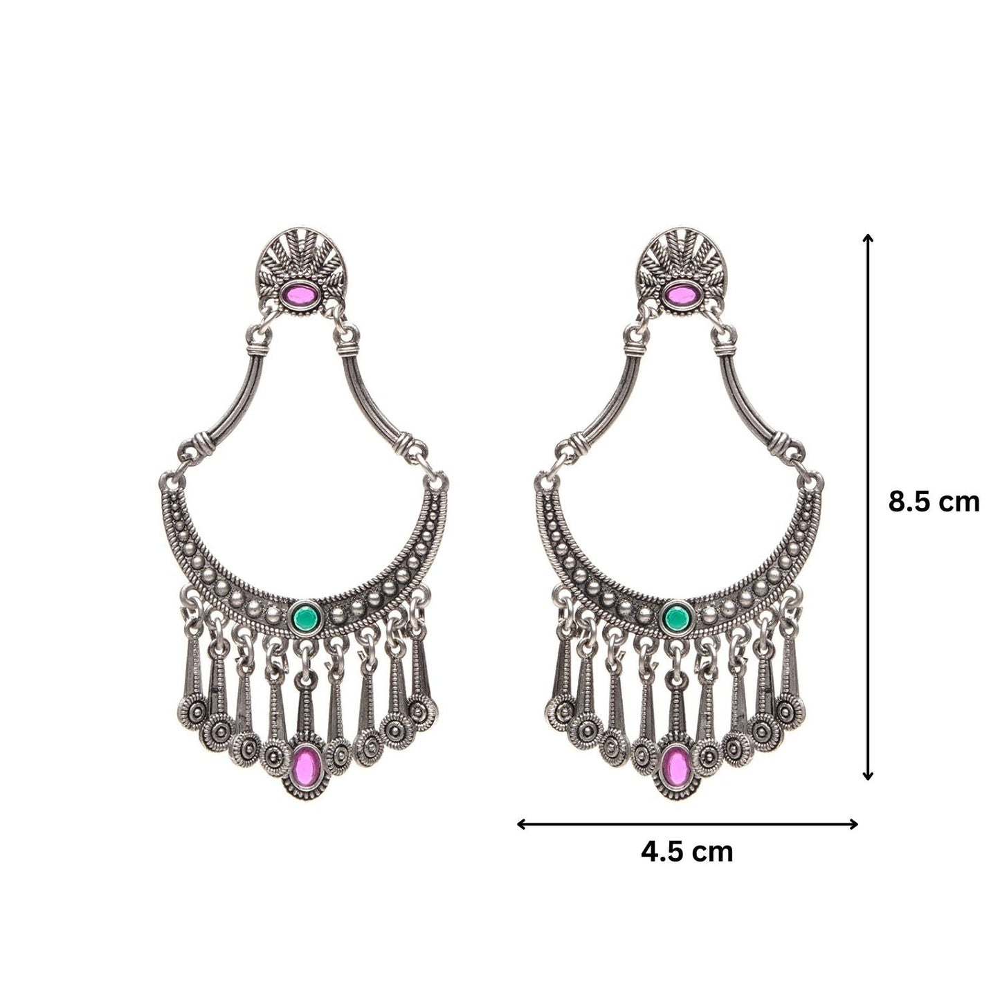 Pranali Silver Oxidised Earrings