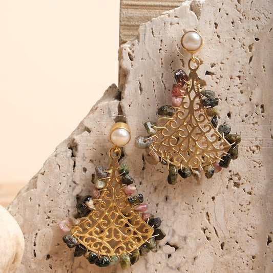 Precious Pattern Pearl Drop Earrings