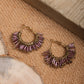 Purple Spiked Beaded Hoop Earrings