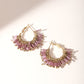 Purple Spiked Beaded Hoop Earrings