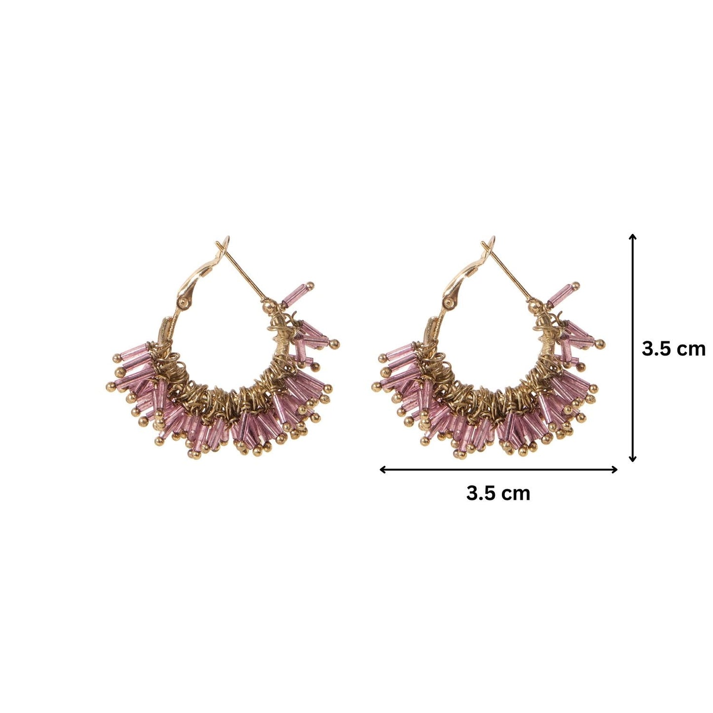 Purple Spiked Beaded Hoop Earrings