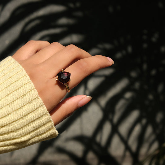 Radiant Amethyst Glass Crystal Ring