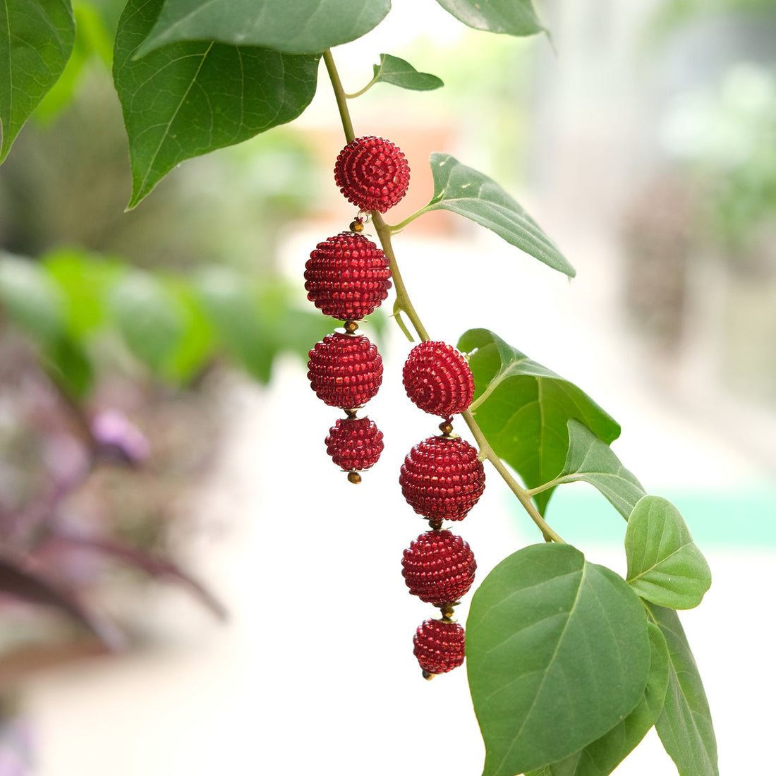 Radiant Red Beaded Dangler Earrings