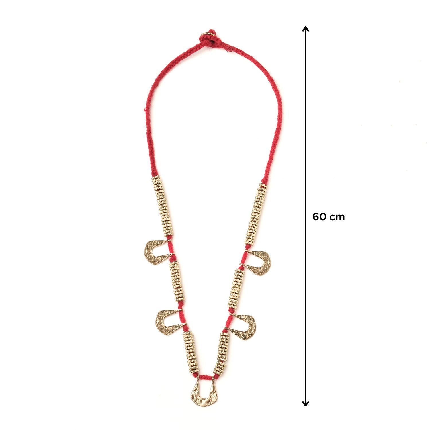Radiant Red Thread Metal Necklace
