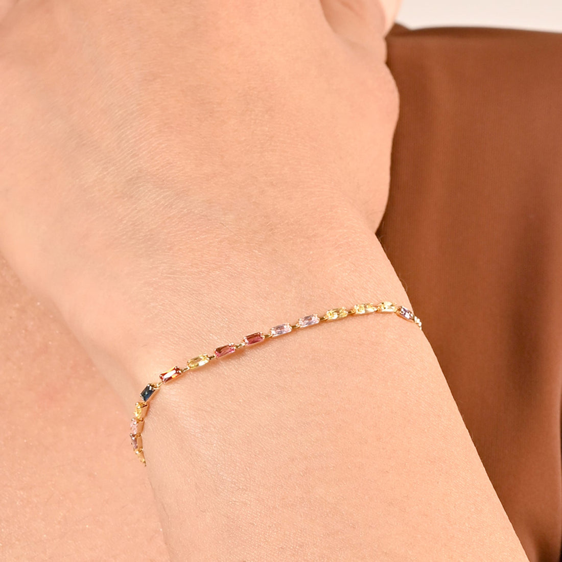 Rainbow Gem Chain Bracelet