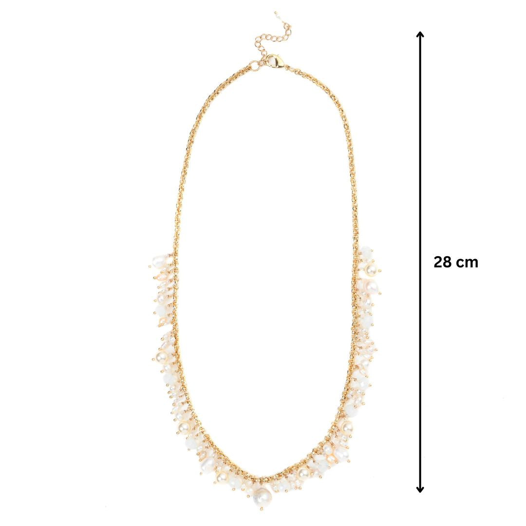 Real Baroque Pearl Charm Long Statement Necklace