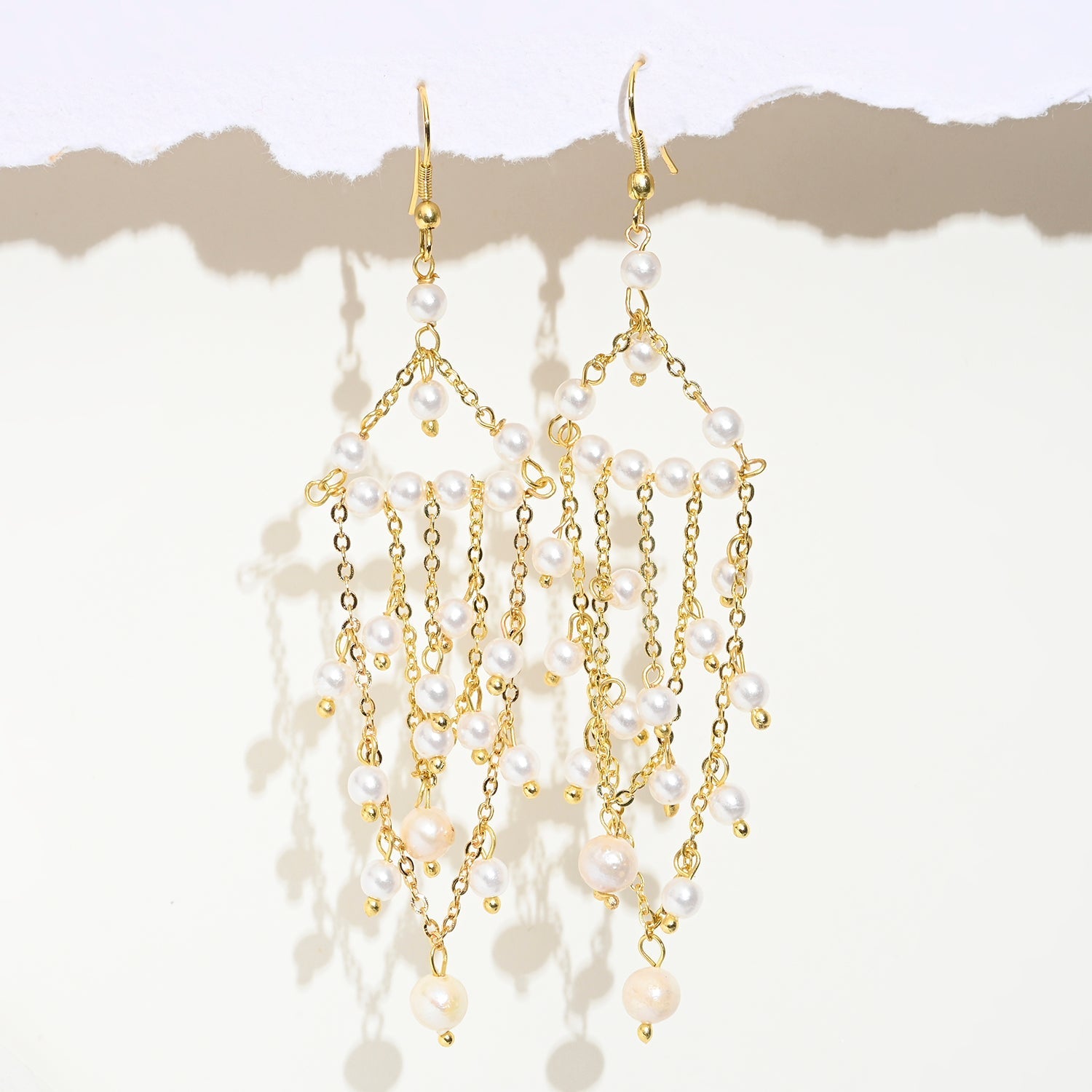 Real Pearl Chandelier Earrings