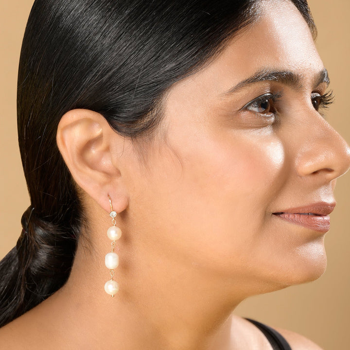 Real Pearl Drop Earrings