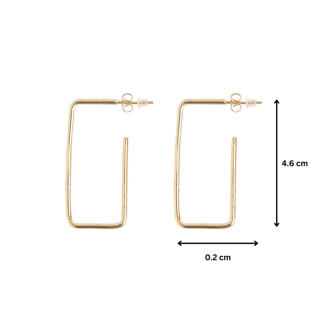 Rectangle Shape Gold Hoop Earrings