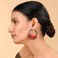 Red Ghungroo Swirl Hoop Earrings