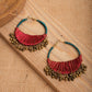 Red Ghungroo Swirl Hoop Earrings