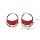 Red Ghungroo Swirl Hoop Earrings