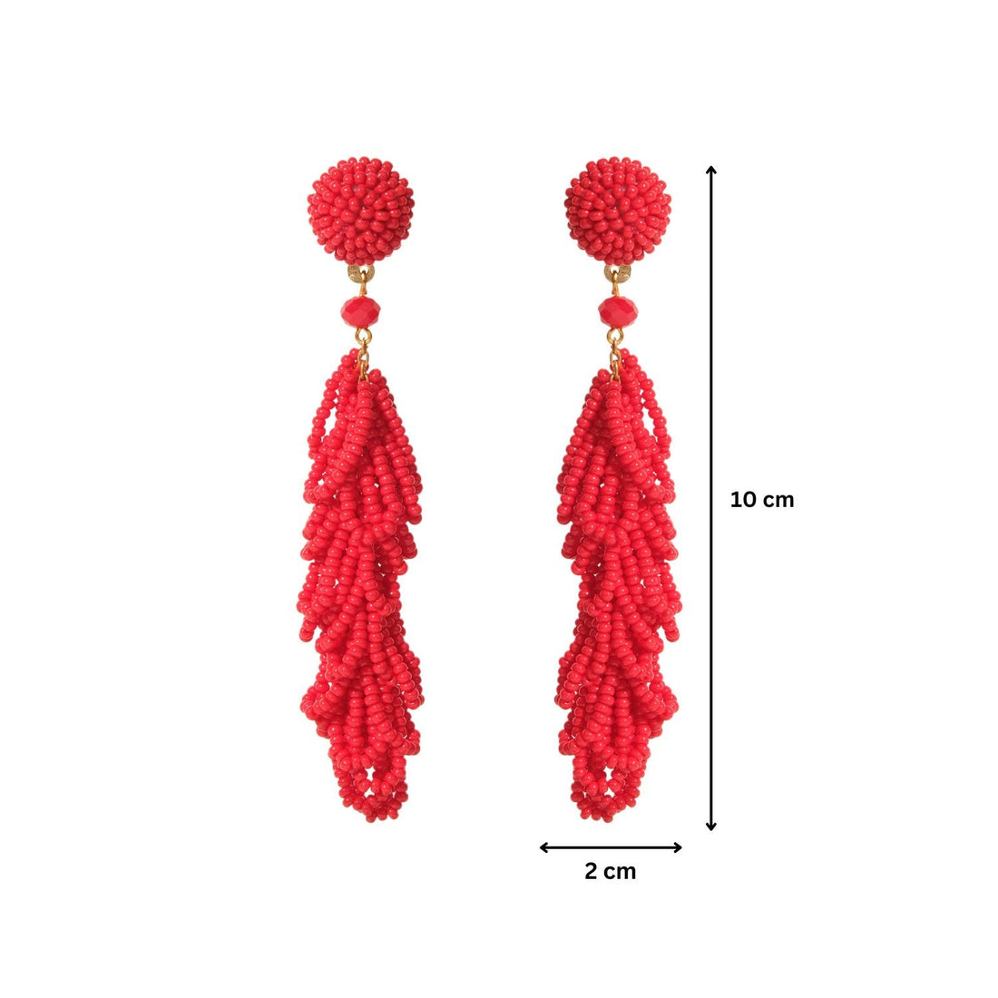 Red Harmony Tassel Beads Drop Earrings