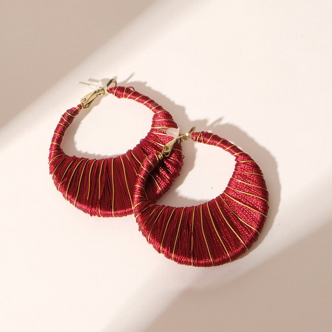 Red Loom Swirl Hoop Earrings