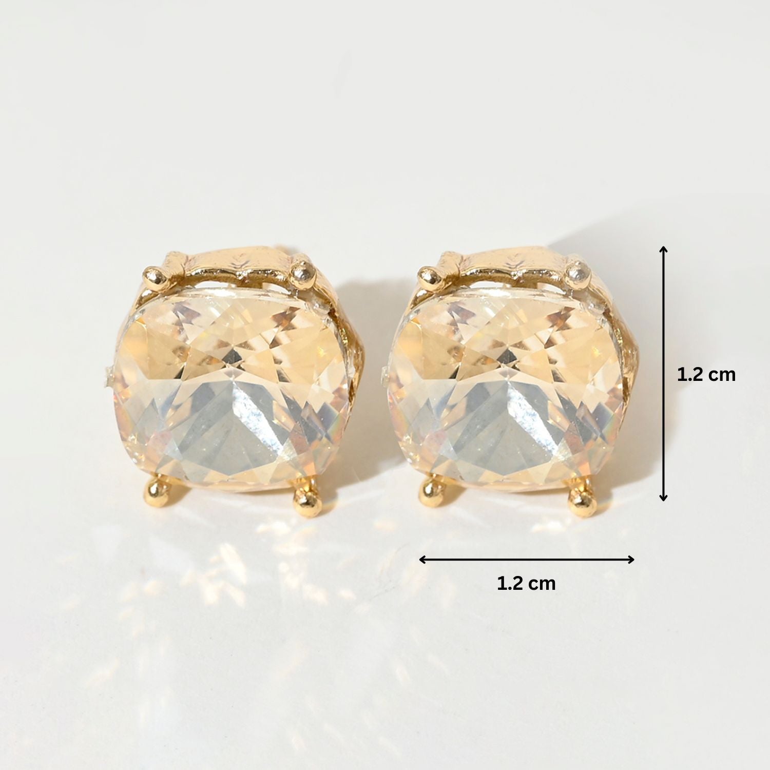 Rhine Stone Glass Crystal Brass Stud Earrings