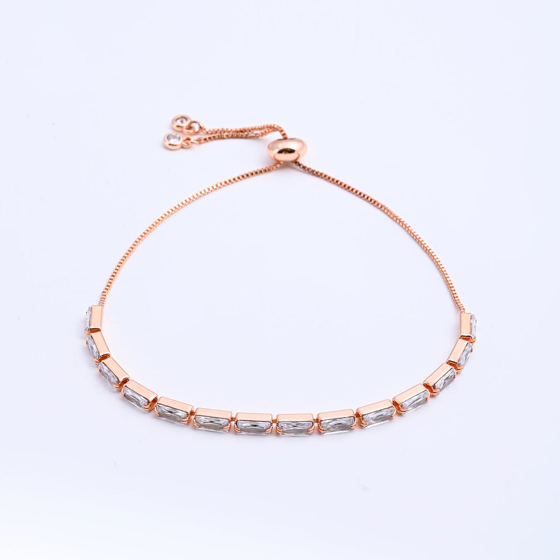 Rose Gold and Glass Stone Tennis Bracelet