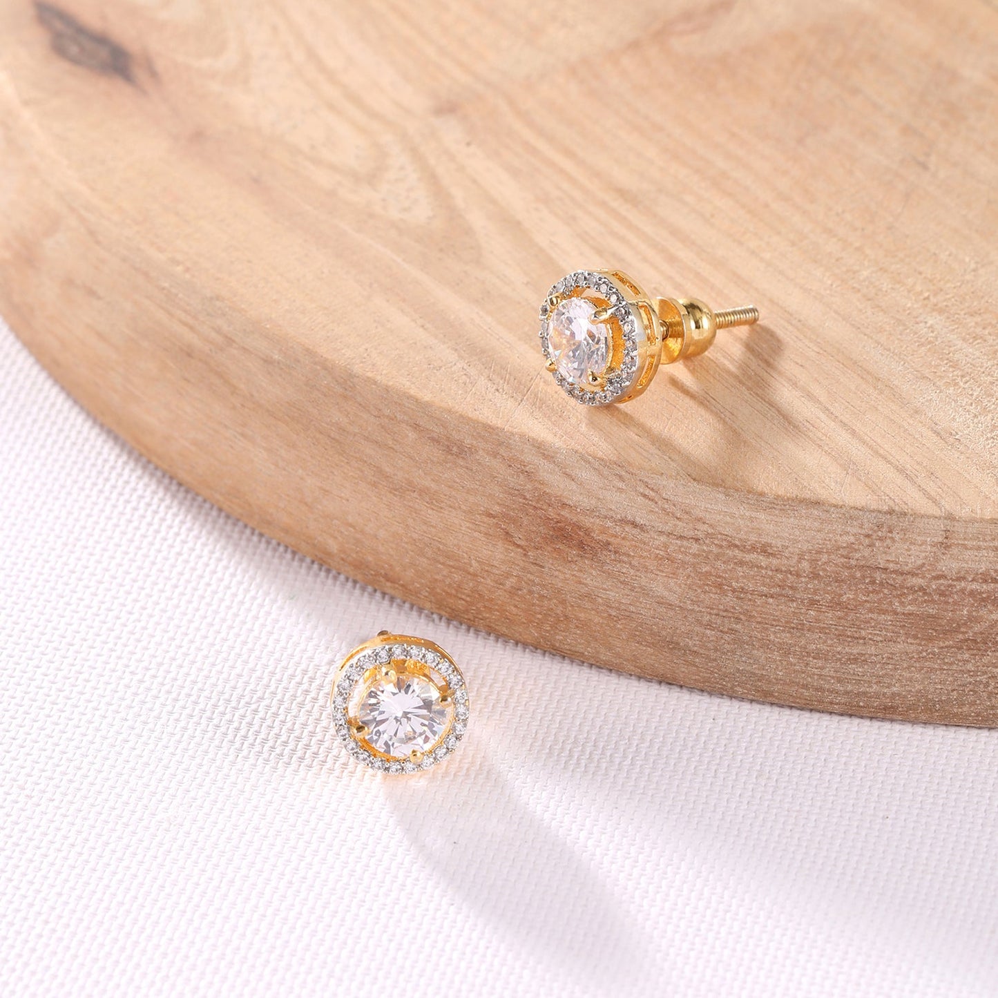 Round CZ Stud Earrings