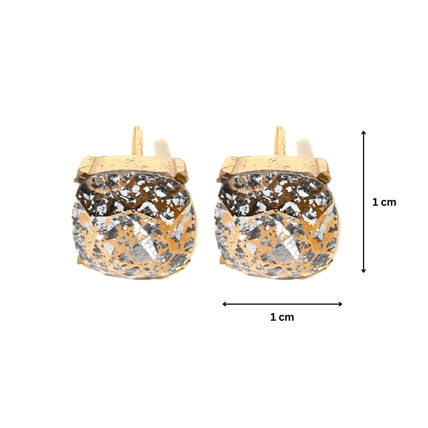 Round Stud Brass Metal Earrings with Glass Crystals