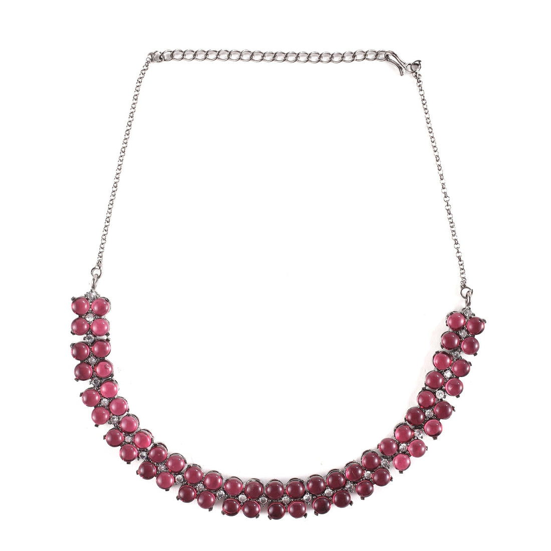 Ruby Black Metal Necklace with Earrings