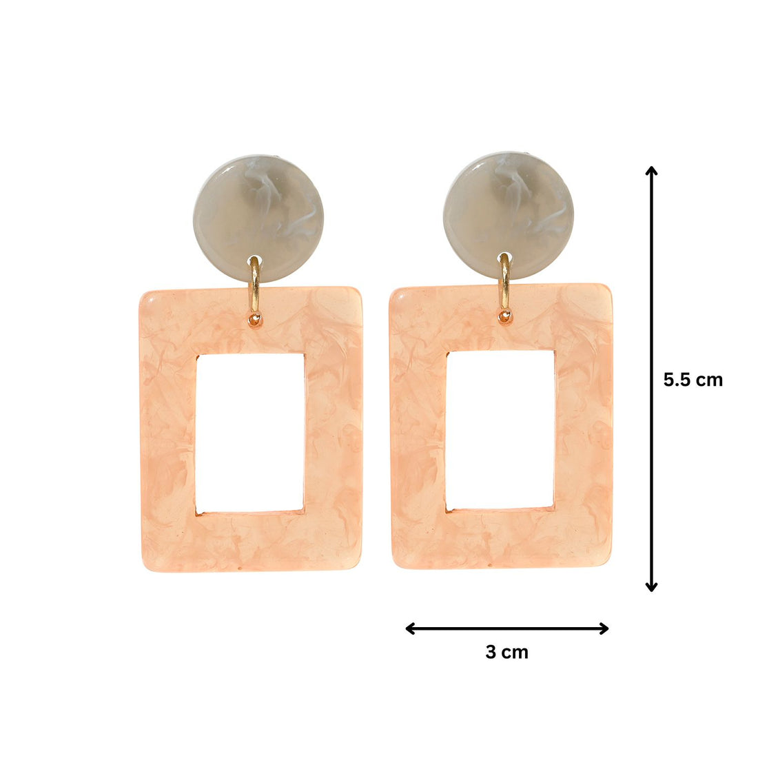 Square Nude Grey Resin Dangler Earrings